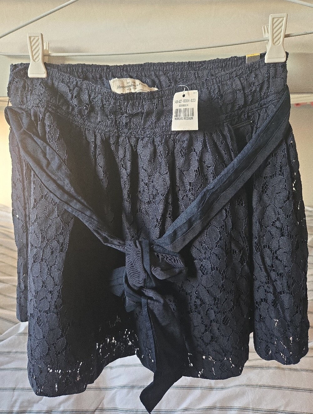Abercrombie & Fitch Navy Lace Tie-Waist Mini Skirt